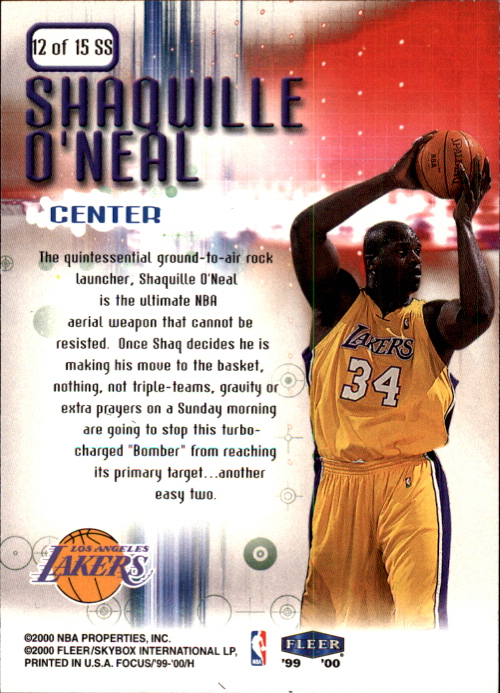 1999-00 Fleer Focus Soar Subjects #SS12 Shaquille O'Neal back image