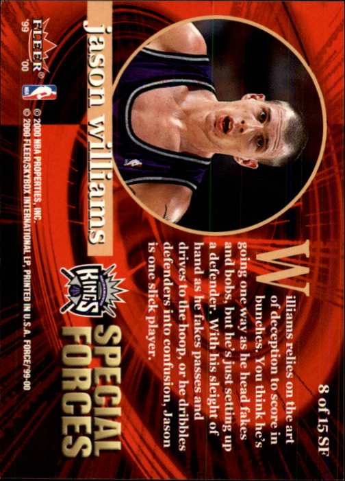 1999-00 Fleer Force - Special Forces Jason Williams #8 SF