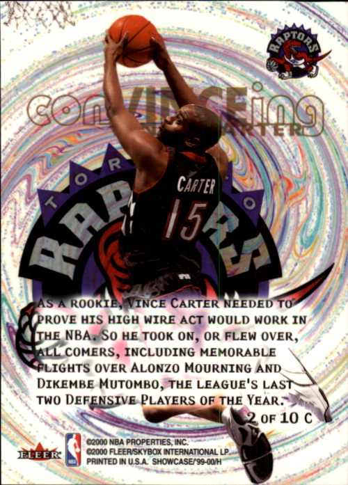 1999-00 Flair Showcase ConVINCEing #C2 Vince Carter back image