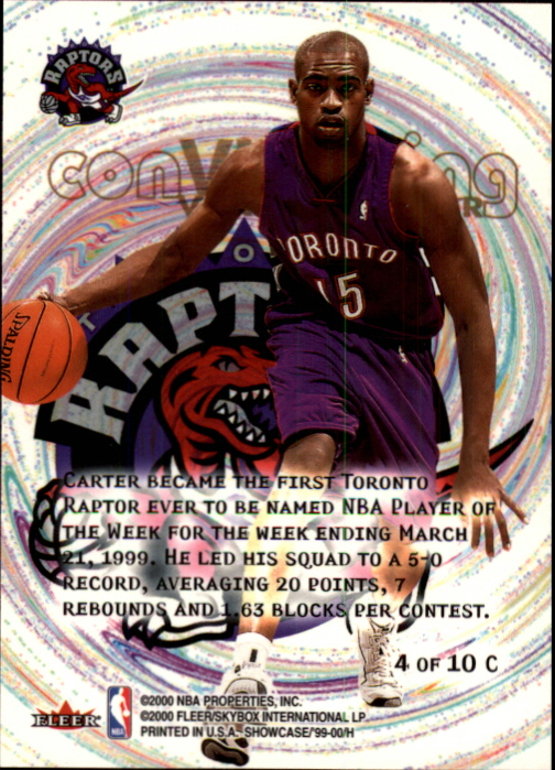 1999-00 Flair Showcase ConVINCEing #C4 Vince Carter back image