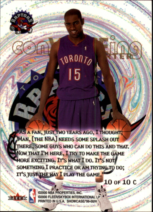 1999-00 Flair Showcase ConVINCEing #C10 Vince Carter back image
