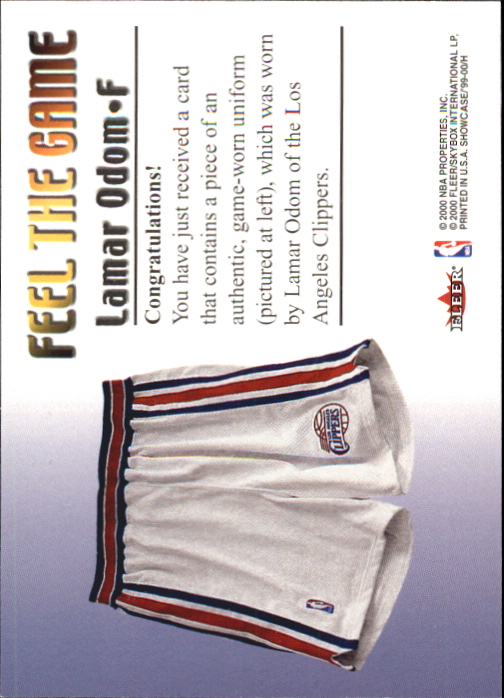 1999-00 Flair Showcase Feel the Game #9 Lamar Odom back image
