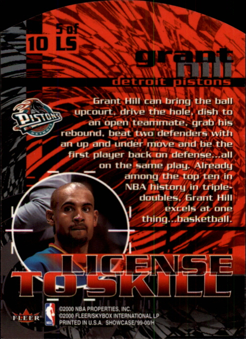 1999-00 Flair Showcase License to Skill #LS5 Grant Hill back image