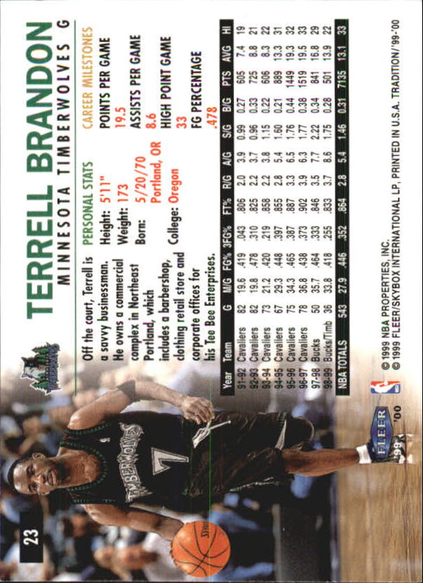 A8134- 1999-00 Fleer Basketball #s 1-220 +Rookies -You Pick- 15+ FREE US SHIP - Picture 23 of 233
