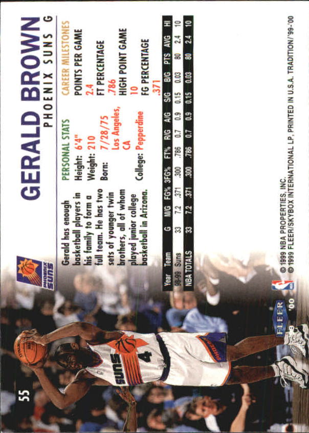 1999-00 Fleer #55 Gerald Brown RC back image