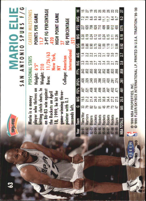 A8134- 1999-00 Fleer Basketball #s 1-220 +Rookies -You Pick- 15+ FREE US SHIP - Picture 65 of 233