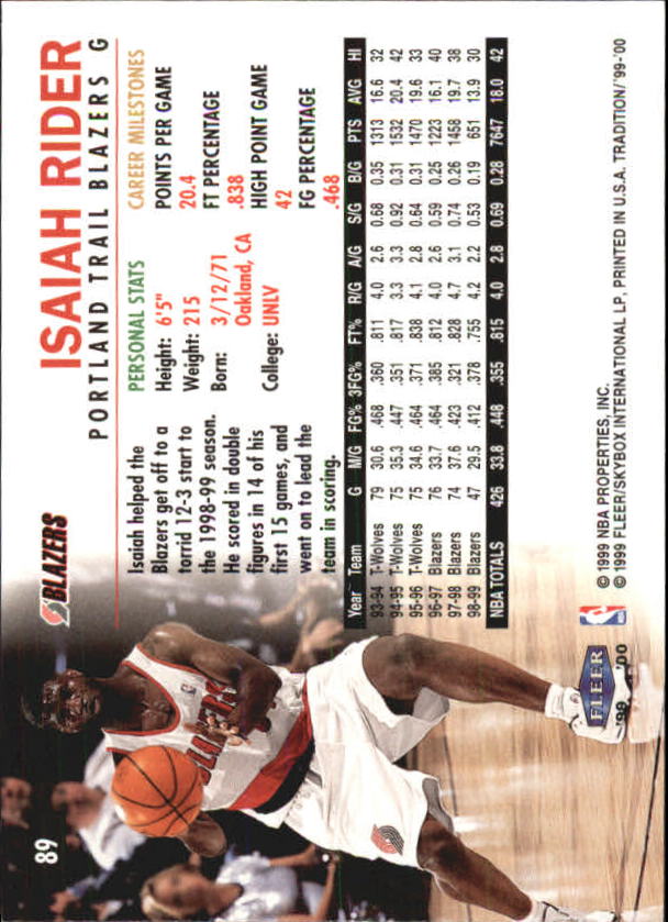 A8134- 1999-00 Fleer Basketball #s 1-220 +Rookies -You Pick- 15+ FREE US SHIP - Picture 95 of 233