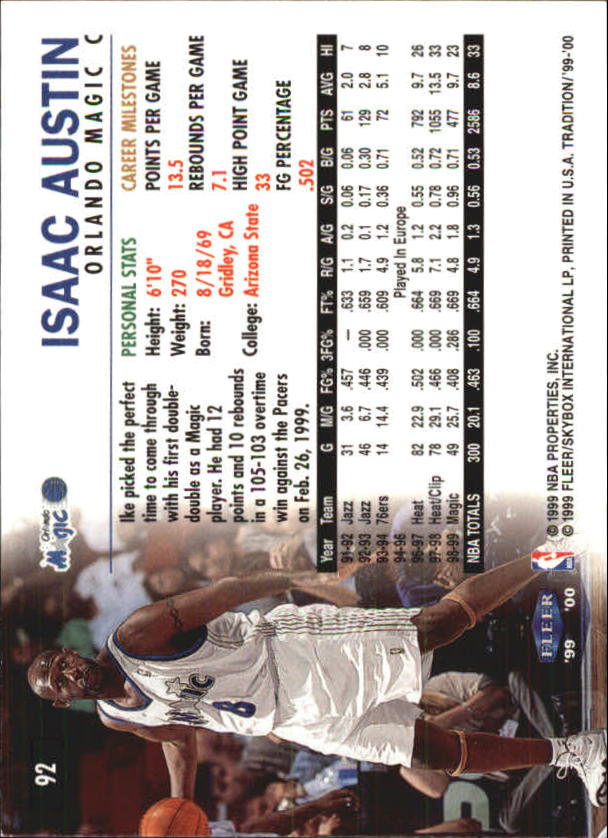 A8134- 1999-00 Fleer Basketball #s 1-220 +Rookies -You Pick- 15+ FREE US SHIP - Picture 97 of 233