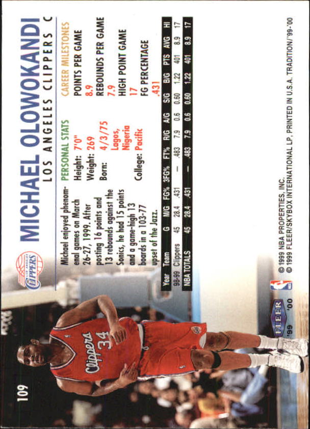 A8134- 1999-00 Fleer Basketball #s 1-220 +Rookies -You Pick- 15+ FREE US SHIP - Picture 119 of 233