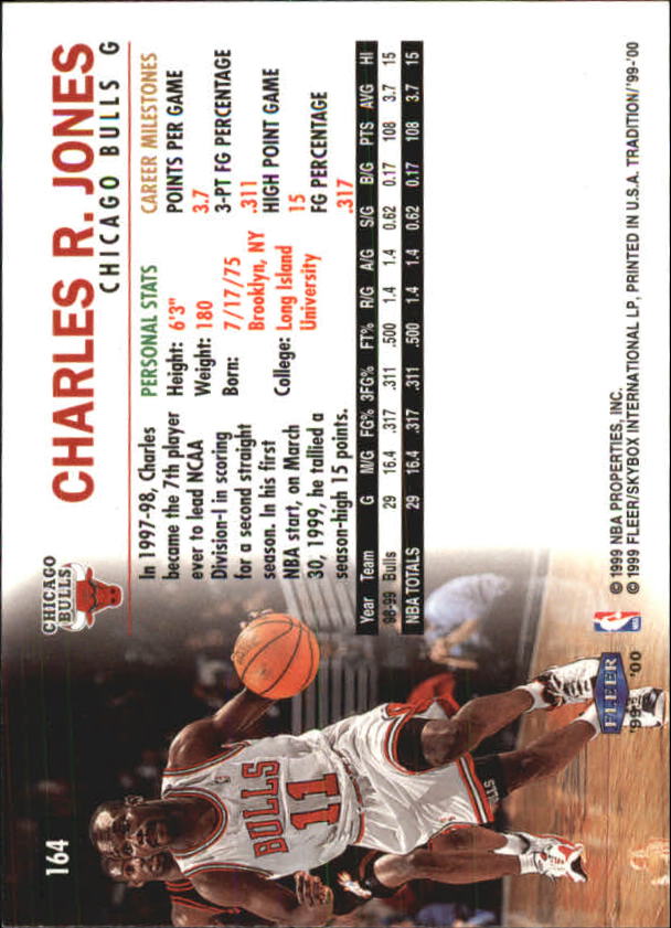 1999-00 Fleer #164 Charles Jones RC back image