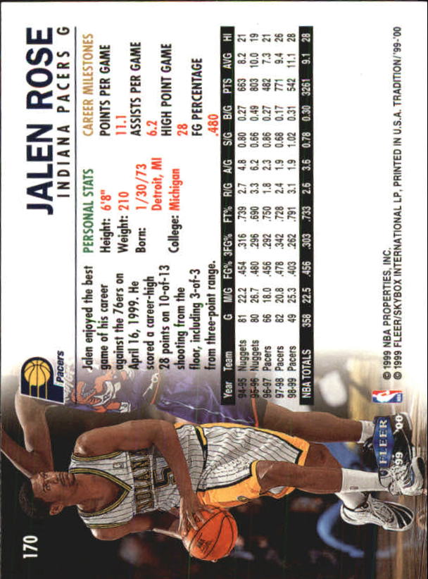 A8134- 1999-00 Fleer Basketball #s 1-220 +Rookies -You Pick- 15+ FREE US SHIP - Picture 178 of 233