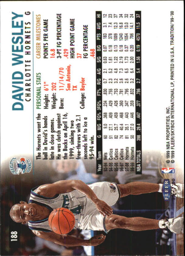 A8134- 1999-00 Fleer Basketball #s 1-220 +Rookies -You Pick- 15+ FREE US SHIP - Picture 200 of 233