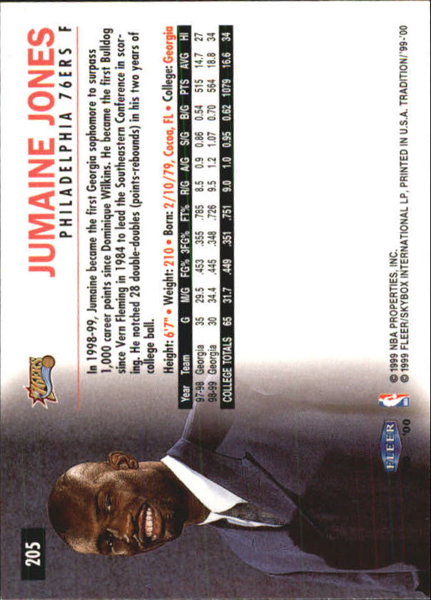1999-00 Fleer #205 Jumaine Jones RC back image
