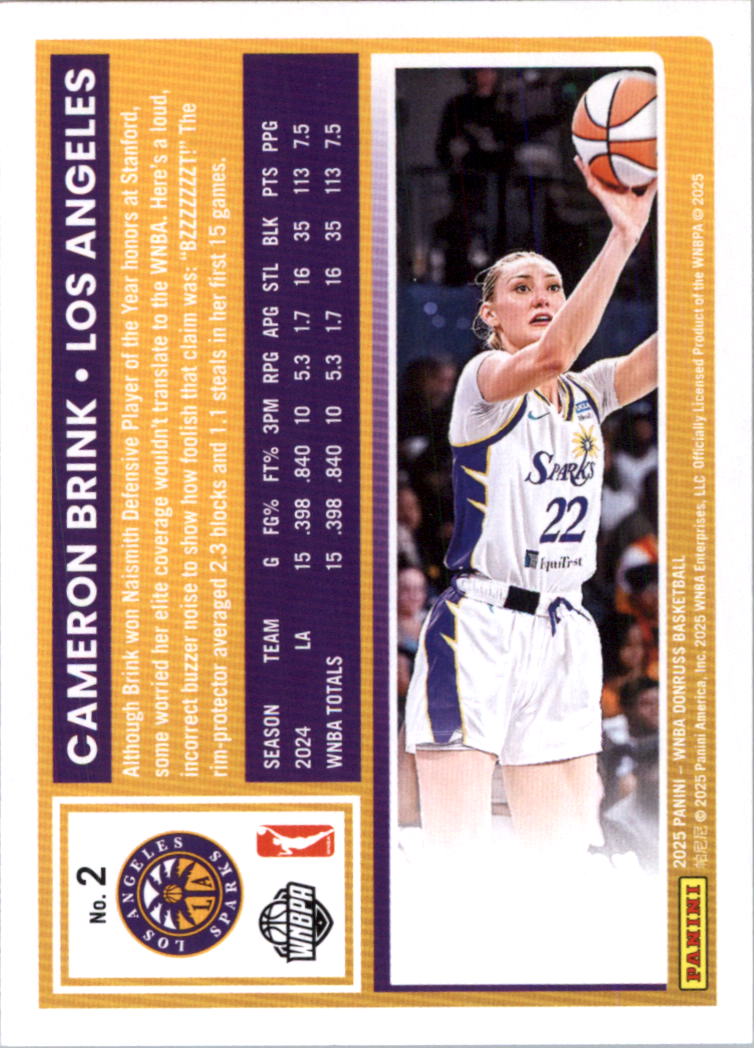 2025 Donruss WNBA #2 Cameron Brink