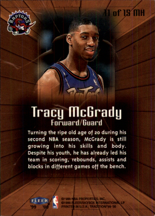 1999-00 Fleer Masters of the Hardwood #11 Tracy McGrady back image