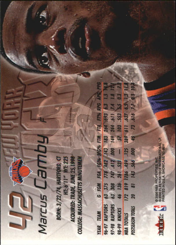 1999-00 Flair Showcase #42 Marcus Camby back image