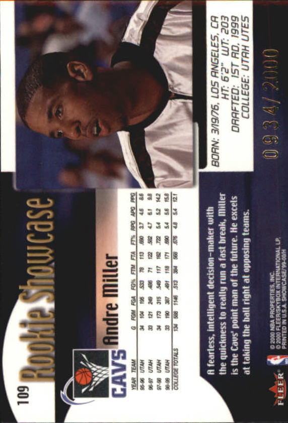 1999-00 Flair Showcase #109 Andre Miller RC back image