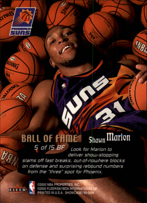 1999-00 Flair Showcase Ball of Fame #BF5 Shawn Marion back image