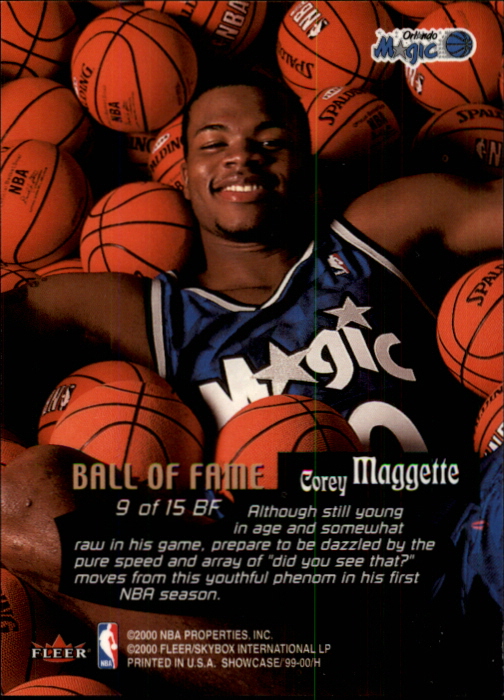 1999-00 Flair Showcase Ball of Fame #BF9 Corey Maggette back image