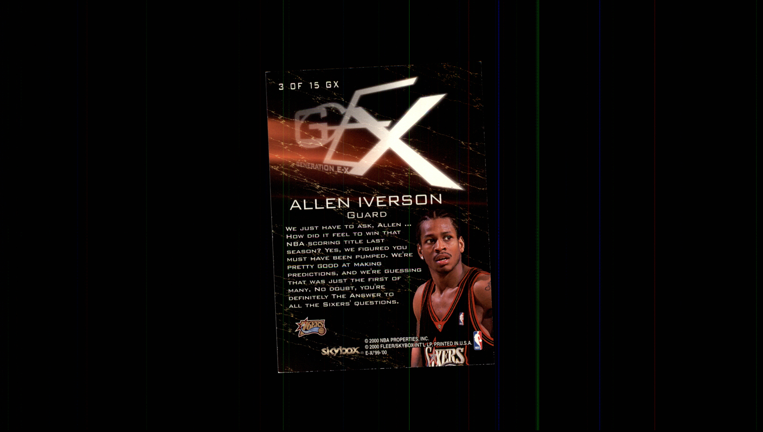 1999-00 E-X Generation E-X #GX3 Allen Iverson back image