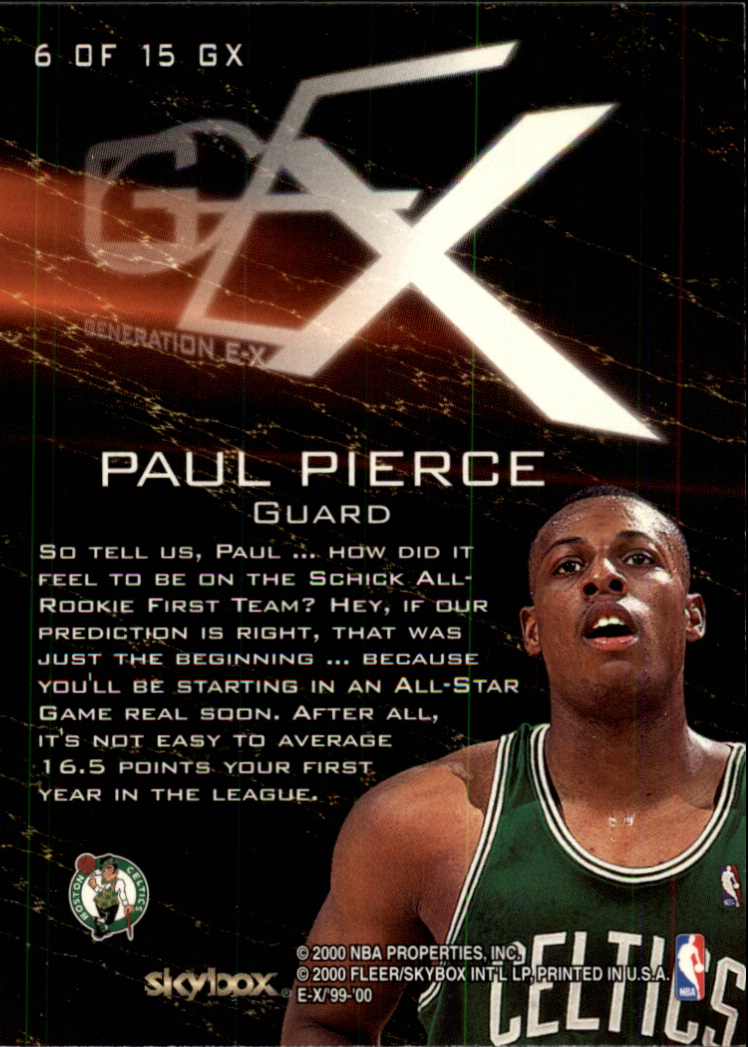 1999-00 E-X Generation E-X #GX6 Paul Pierce back image