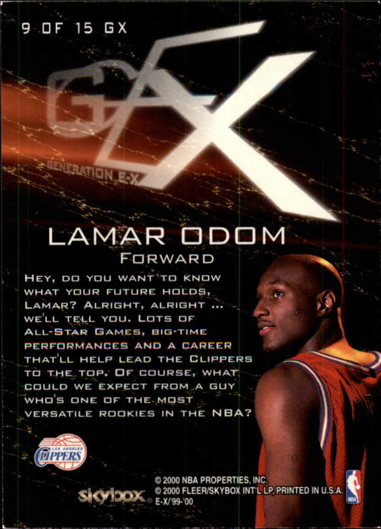 1999-00 E-X Generation E-X #GX9 Lamar Odom back image