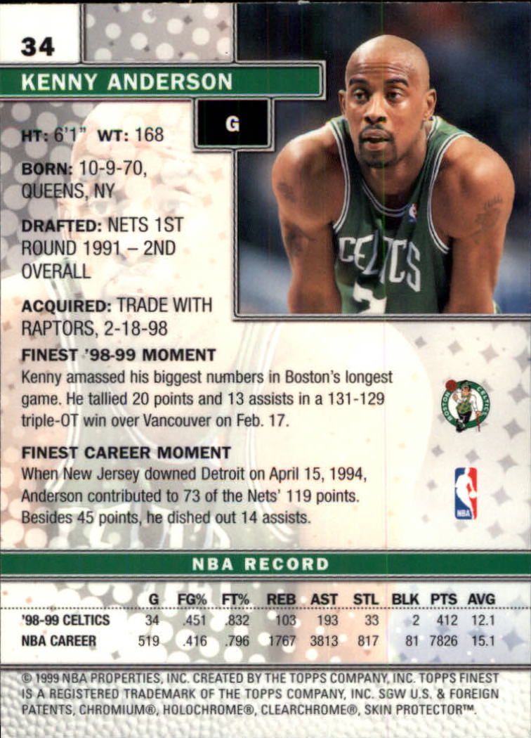 1999-00 Finest #34 Kenny Anderson back image