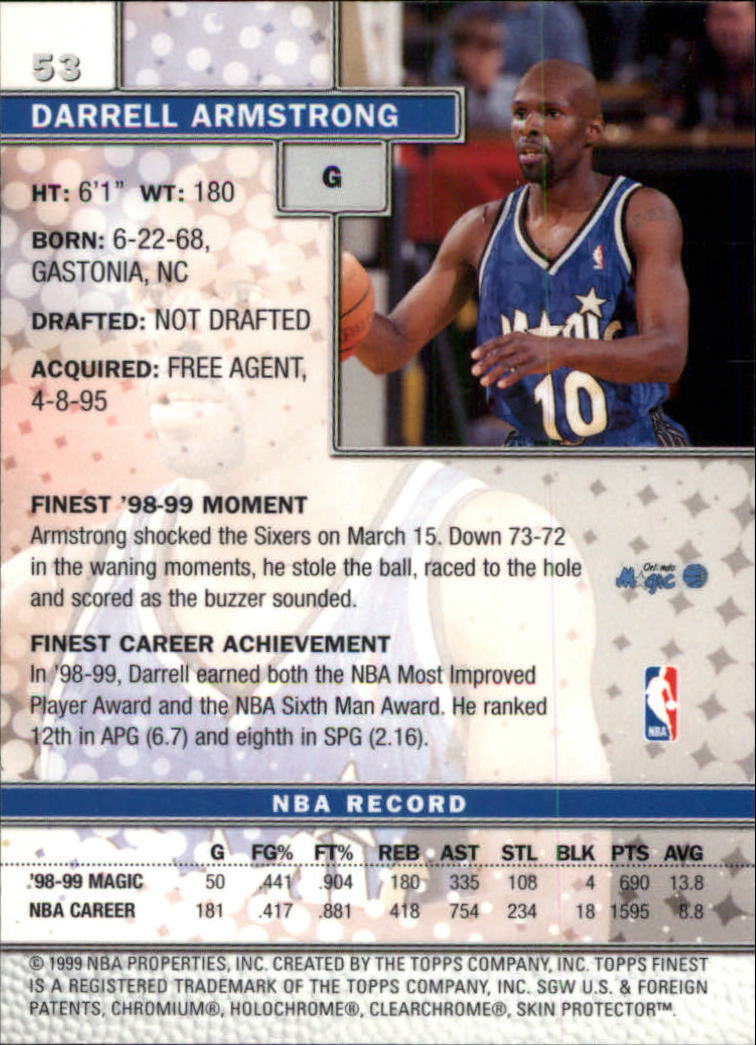 1999-00 Finest #53 Darrell Armstrong back image