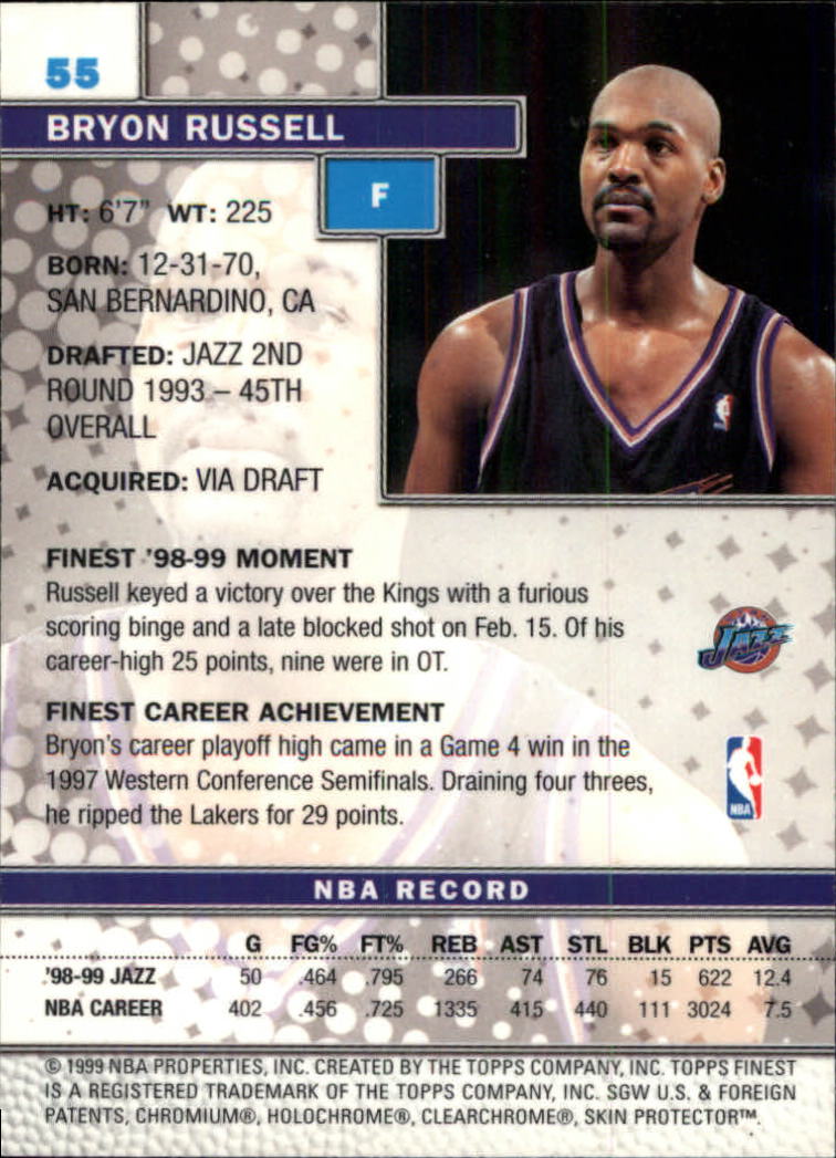 1999-00 Finest #55 Bryon Russell back image