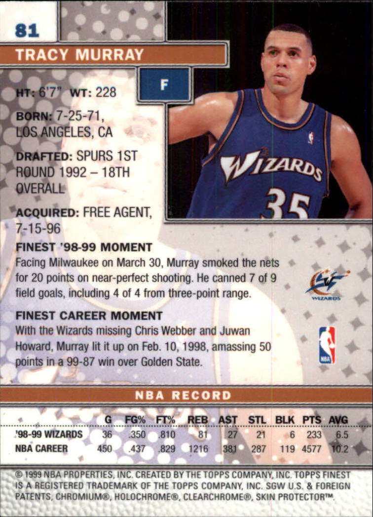 1999-00 Finest #81 Tracy Murray back image