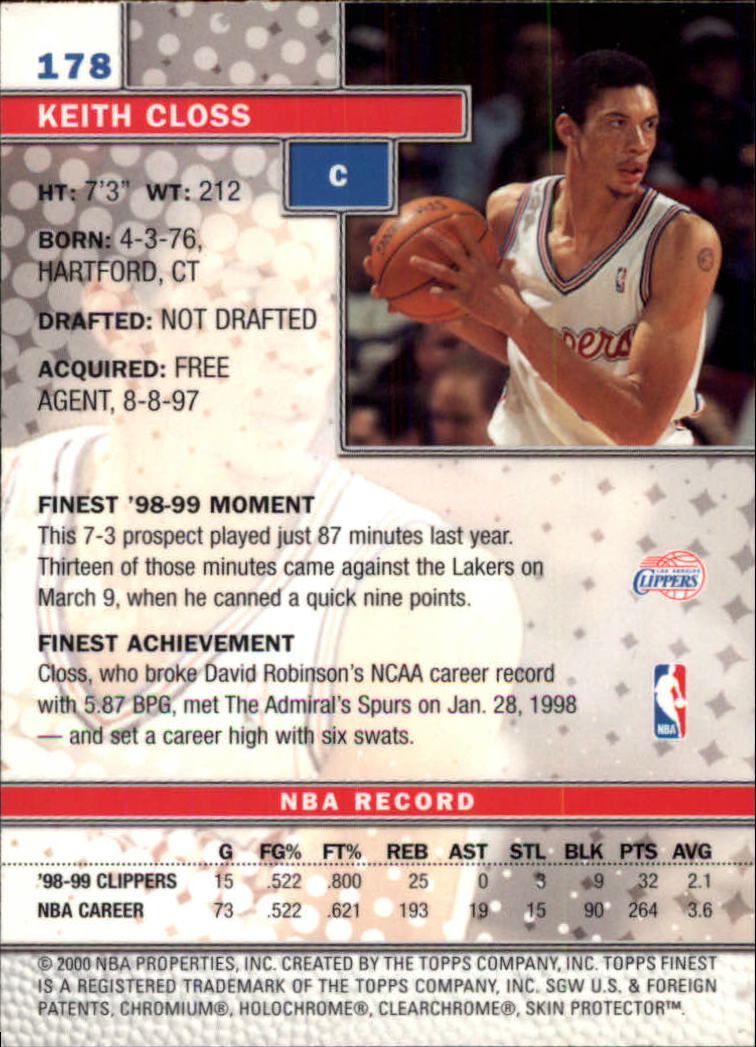 1999-00 Finest #178 Keith Closs back image