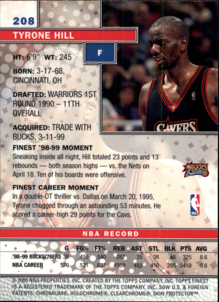 1999-00 Finest #208 Tyrone Hill back image