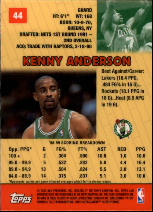 1999-00 Bowman's Best #44 Kenny Anderson back image