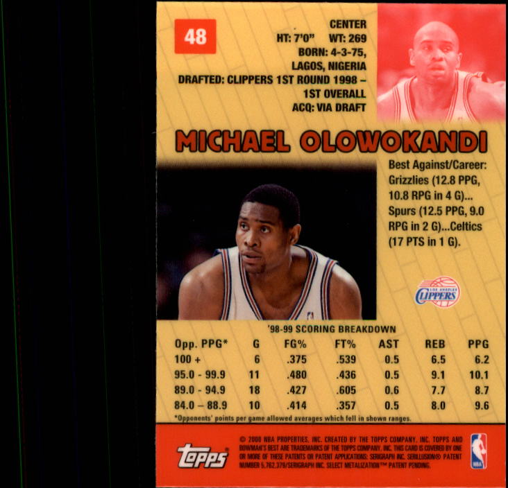 1999-00 Bowman's Best #48 Michael Olowokandi back image