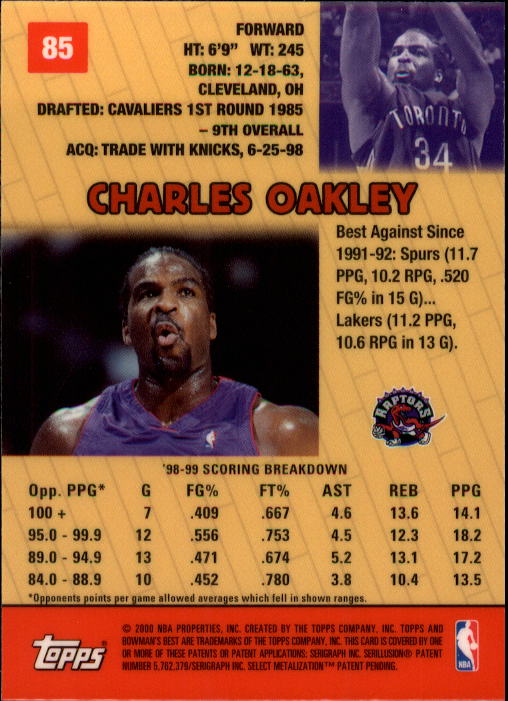 1999-00 Bowman's Best #85 Charles Oakley back image