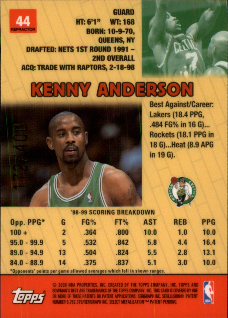 1999-00 Bowman's Best Refractors #44 Kenny Anderson back image