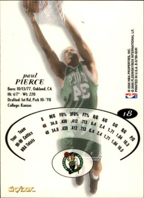 1999-00 E-X #18 Paul Pierce back image