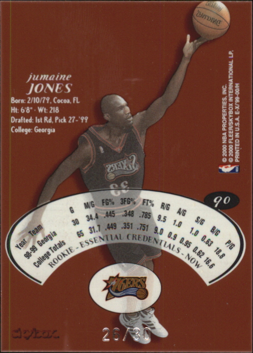 1999-00 E-X Essential Credentials Now #90 Jumaine Jones/30 back image