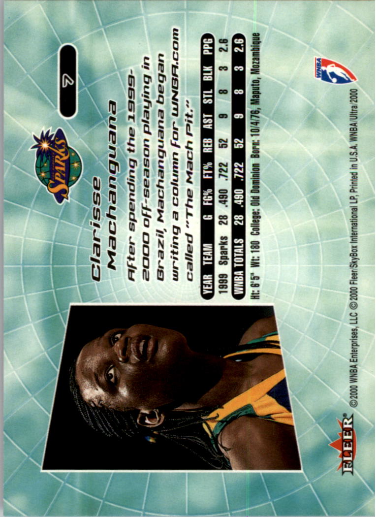 2000 Ultra WNBA #7 Clarisse Machanguana RC back image