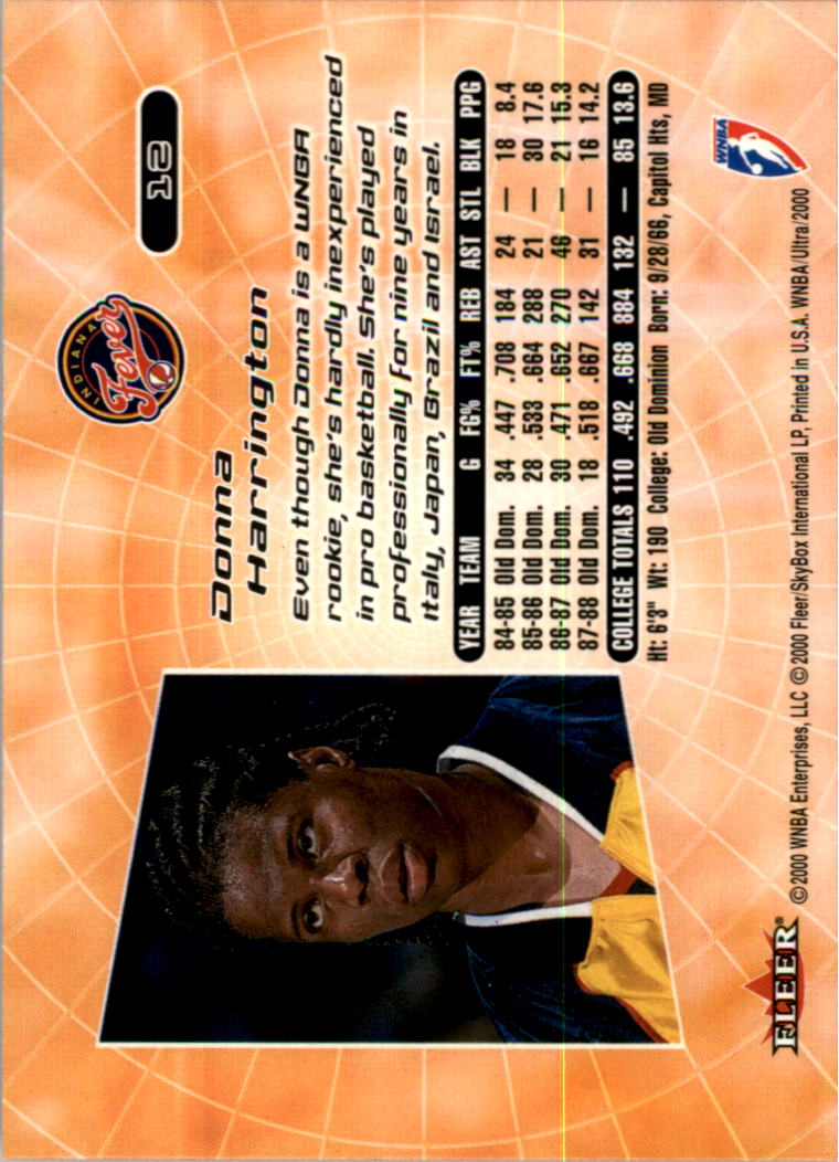 2000 Ultra WNBA #12 Donna Harrington RC back image