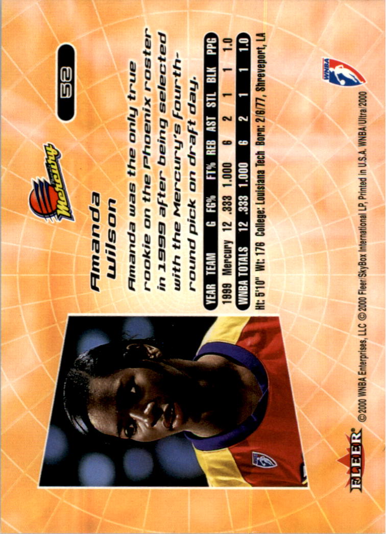 2000 Ultra WNBA #52 Amanda Wilson RC back image