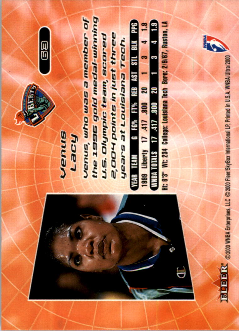 2000 Ultra WNBA #63 Venus Lacy RC back image