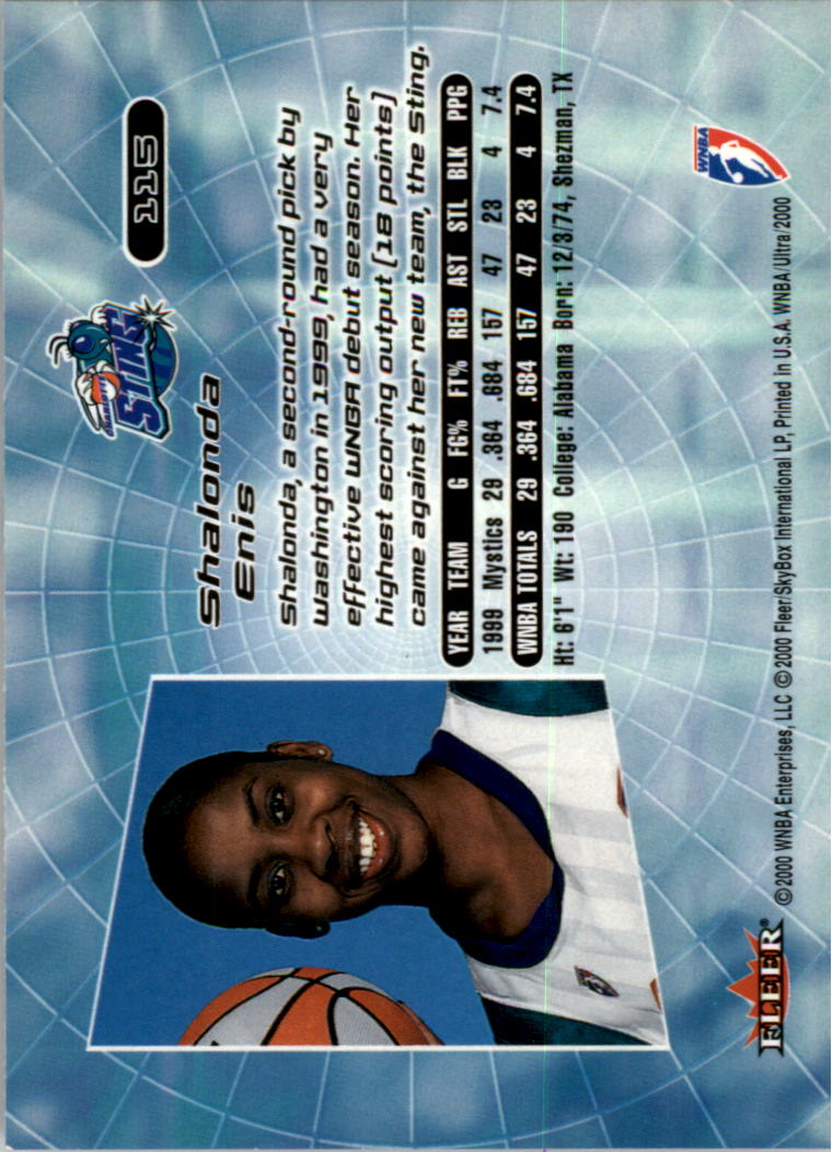 2000 Ultra WNBA #115 Shalonda Enis RC back image
