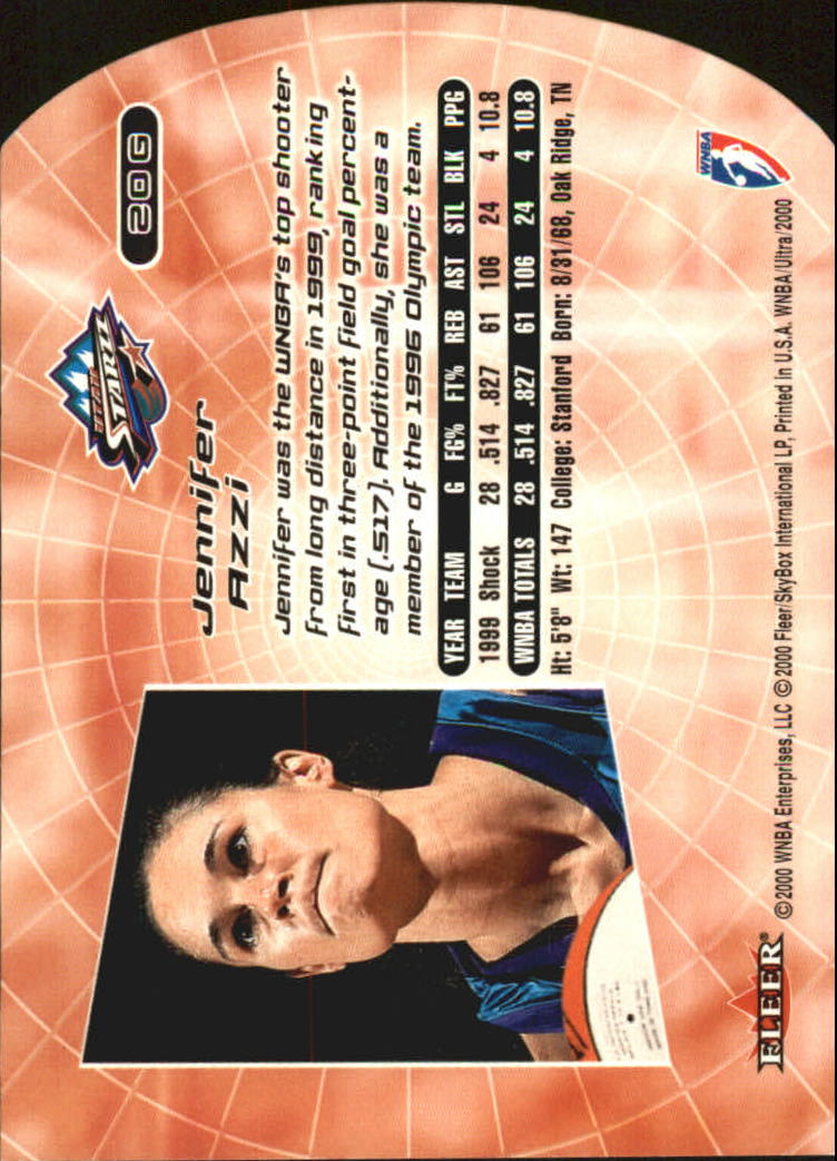 2000 Ultra WNBA Gold Medallion #20 Jennifer Azzi back image