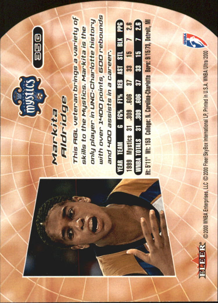 2000 Ultra WNBA Gold Medallion #35 Markita Aldridge back image