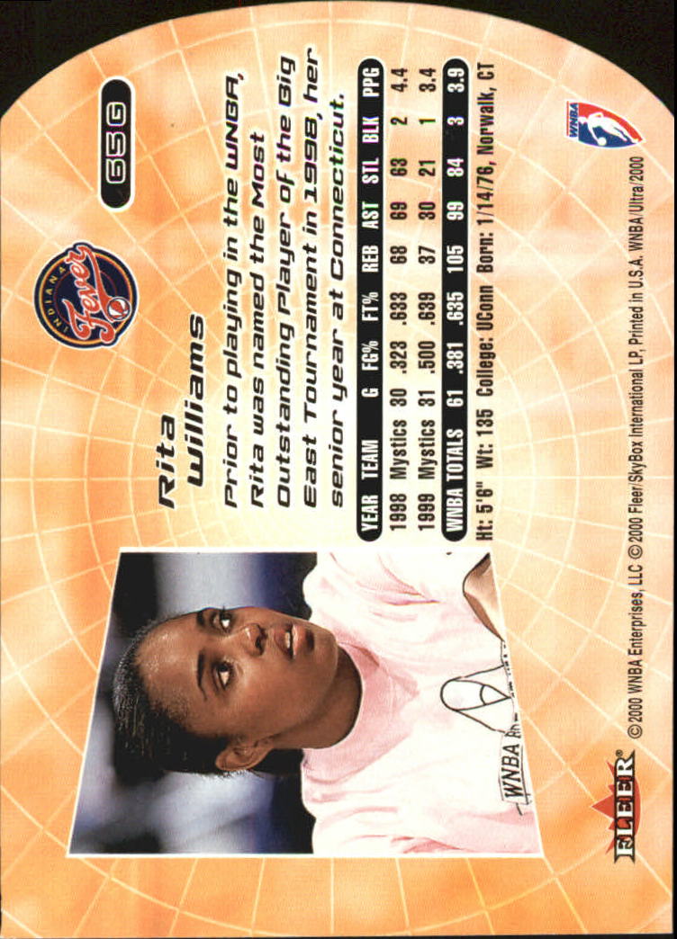 2000 Ultra WNBA Gold Medallion #65 Rita Williams back image