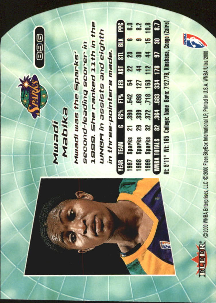 2000 Ultra WNBA Gold Medallion #89 Mwadi Mabika back image
