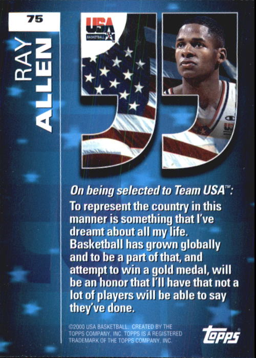 2000 Topps Team USA #75 Ray Allen QU back image