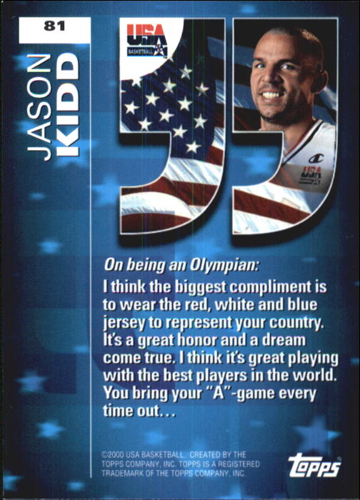 2000 Topps Team USA #81 Jason Kidd QU back image