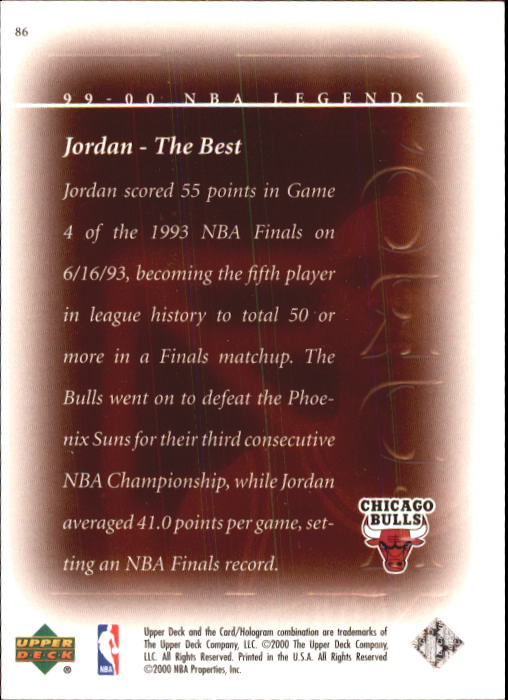 2000 Upper Deck Century Legends #86 Michael Jordan TB back image